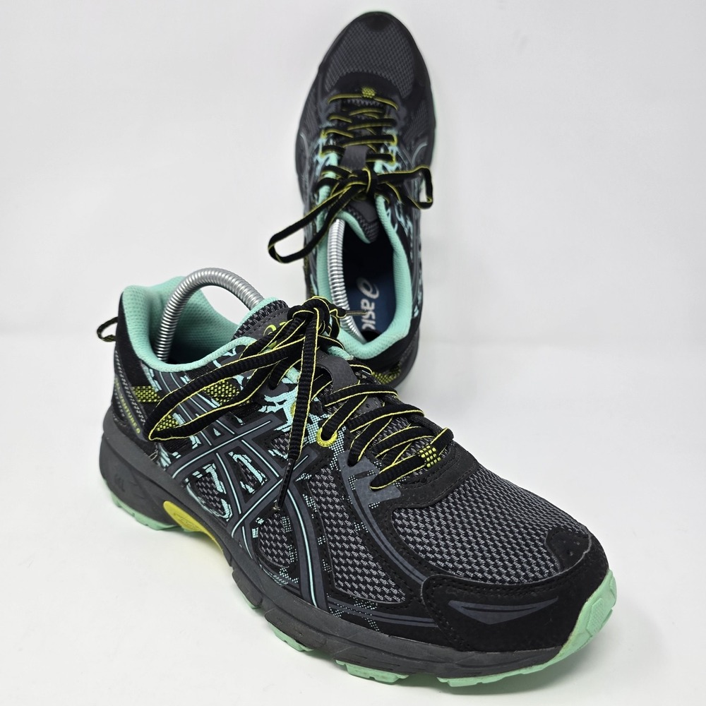 Asics Gel-Venture 6 Womens 9 Trail Running Shoes Black Carbon Neon T7G6N